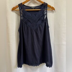 Eclipse Women's Dark Blue Lace Tank Top - size small
